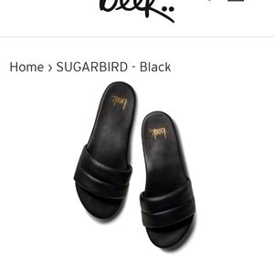Beek Sugarbird slides. Like new black size 8